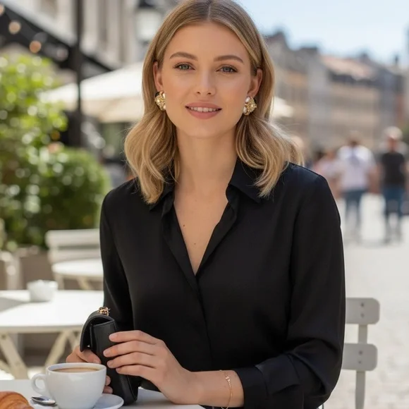 VINTAGE Onyx and Faux Mabe Pearl Cabochon Earrings - Picture 11 of 12